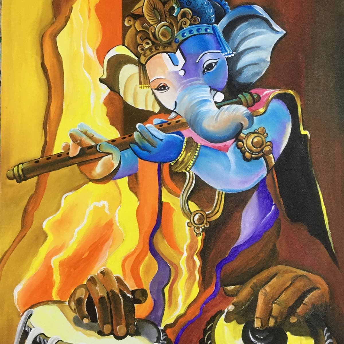 Painting of Krishna in a forest